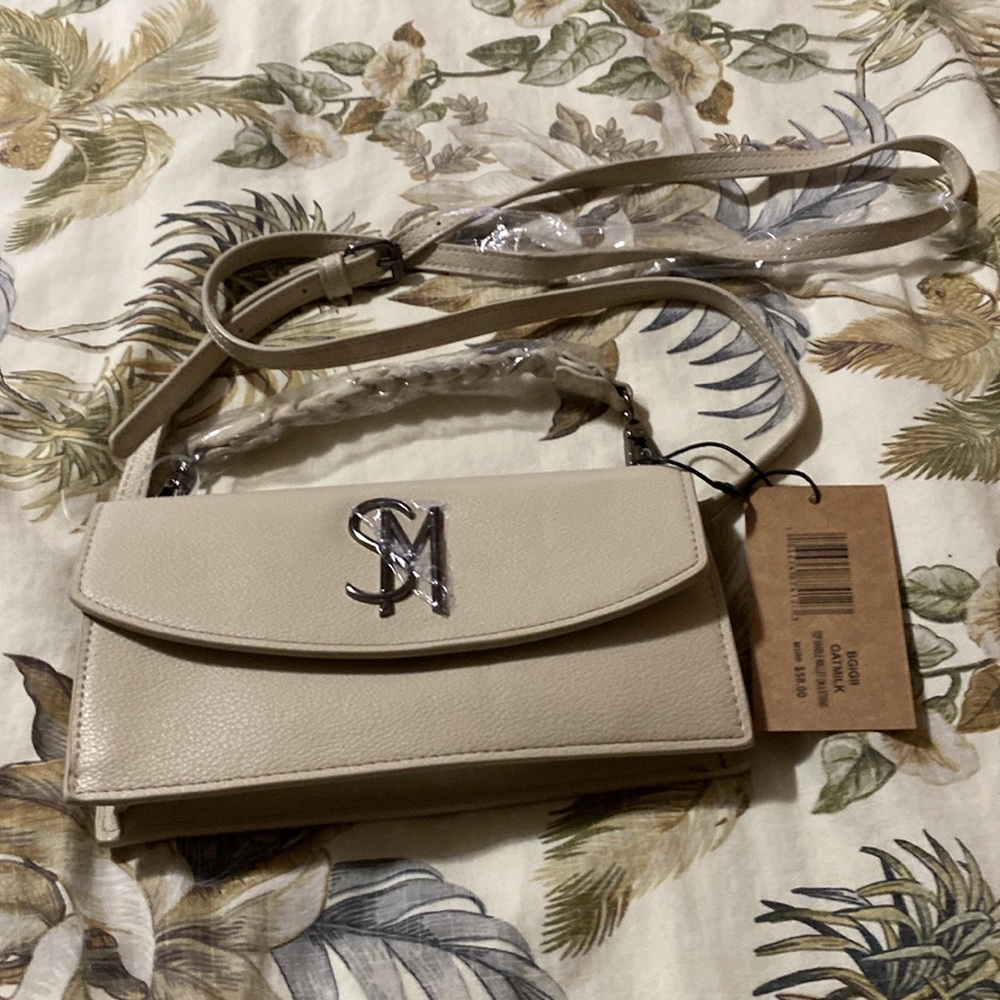 “Top Handle Wallet” Crossbody NWT OATMILK PEBBLED LEATHER by STEVE MADDEN